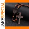 Handcrafted Rosary Necklace with Wooden Beads