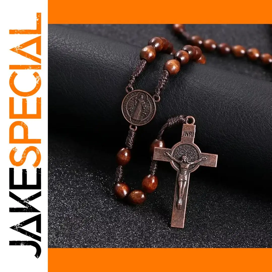 Handcrafted Rosary Necklace with Wooden Beads 1 Handcrafted Rosary Necklace with Wooden Beads