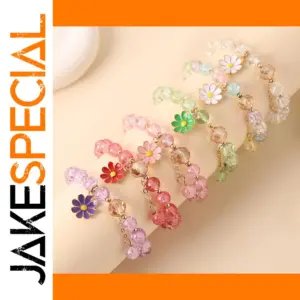 Vibrant Daisy Crystal Beaded Bracelets Set