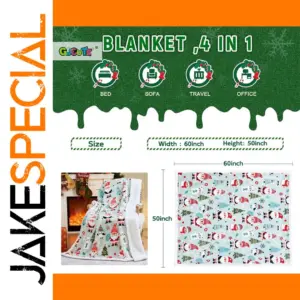 Festive 60" x 50" Christmas Throw Blanket
