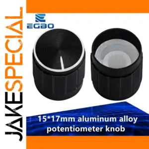 Black Aluminum Alloy Potentiometer Knobs 15x17mm Set