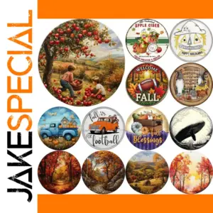 Vintage Autumn Scene Metal Sign for Cozy Decor