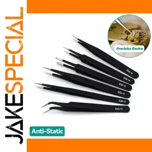 Six-Piece ESD Anti-Static Stainless Steel Tweezers Set