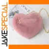Pink Faux Fur Heart-Shaped Bag for Women