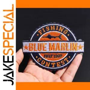 Blue Marlin Embroidered Iron-On Patch