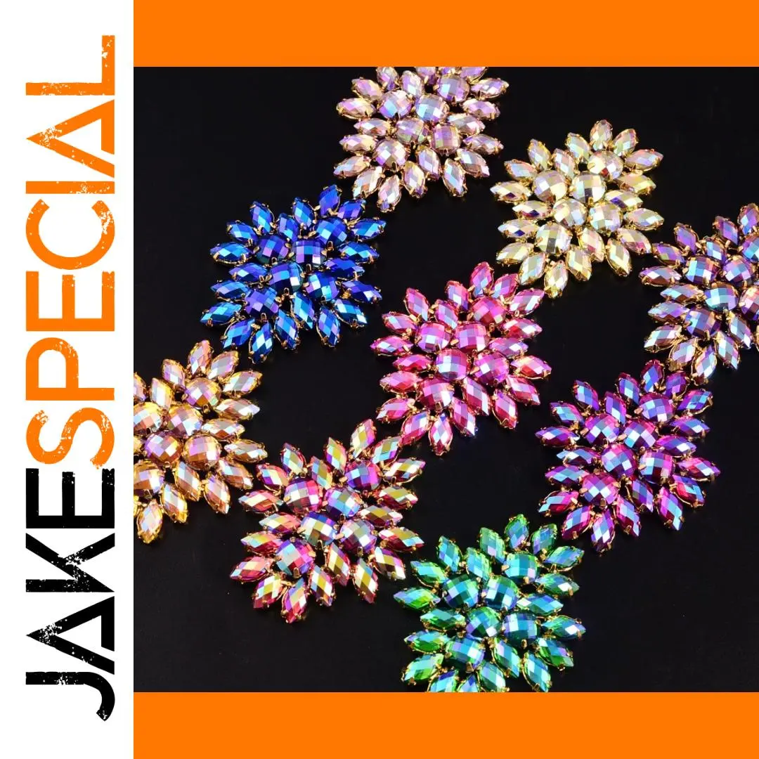 Vibrant Rhinestone Flower Appliques (4.5x4 cm) 1 Vibrant Rhinestone Flower Appliques (4.5x4 cm)