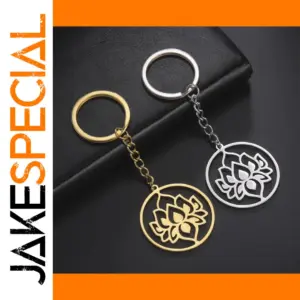 Stainless Steel Lotus Keychain for Spiritual Symbolism
