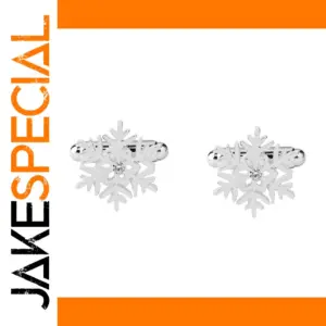 Elegant Silver Snowflake Cufflinks with Rhinestones