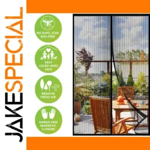 Black Magnetic Screen Door 100x210cm with 26 Magnets