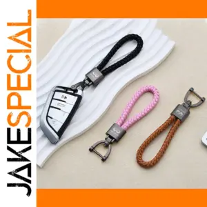 Colorful Braided Car Keychain with Metal Accents