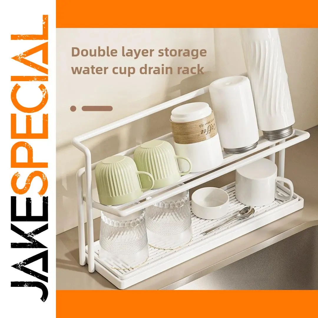 Two-Tier Metal Cup Organizer in White or Black 1 Two-Tier Metal Cup Organizer in White or Black