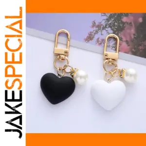 Elegant Black and White Heart Keychain