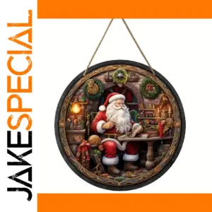 Festive Santa Claus Aluminum Sign 8-inch