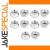 M10 x 1.25 Silver Flange Nuts, Set of 10