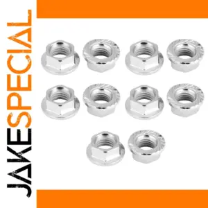 M10 x 1.25 Silver Flange Nuts, Set of 10