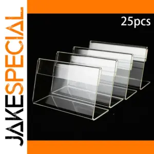 25 Transparent Acrylic L-Shaped Sign Holders