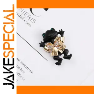 Retro Frog Brooch with Gold Bowtie