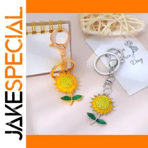 Sunflower Keychain with Rhinestones in Gold or Silver