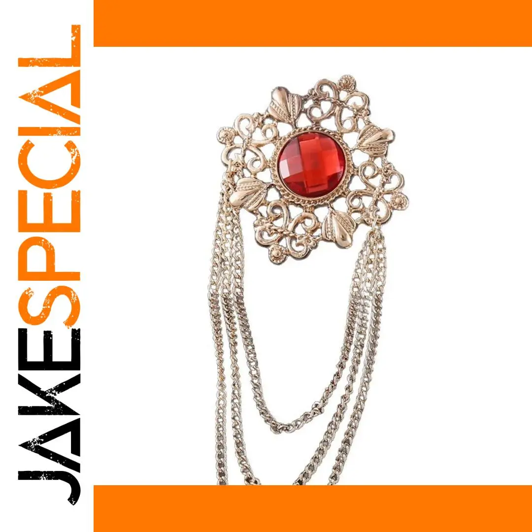 Vintage Alloy Brooch with Carved Gemstones 1 Vintage Alloy Brooch with Carved Gemstones