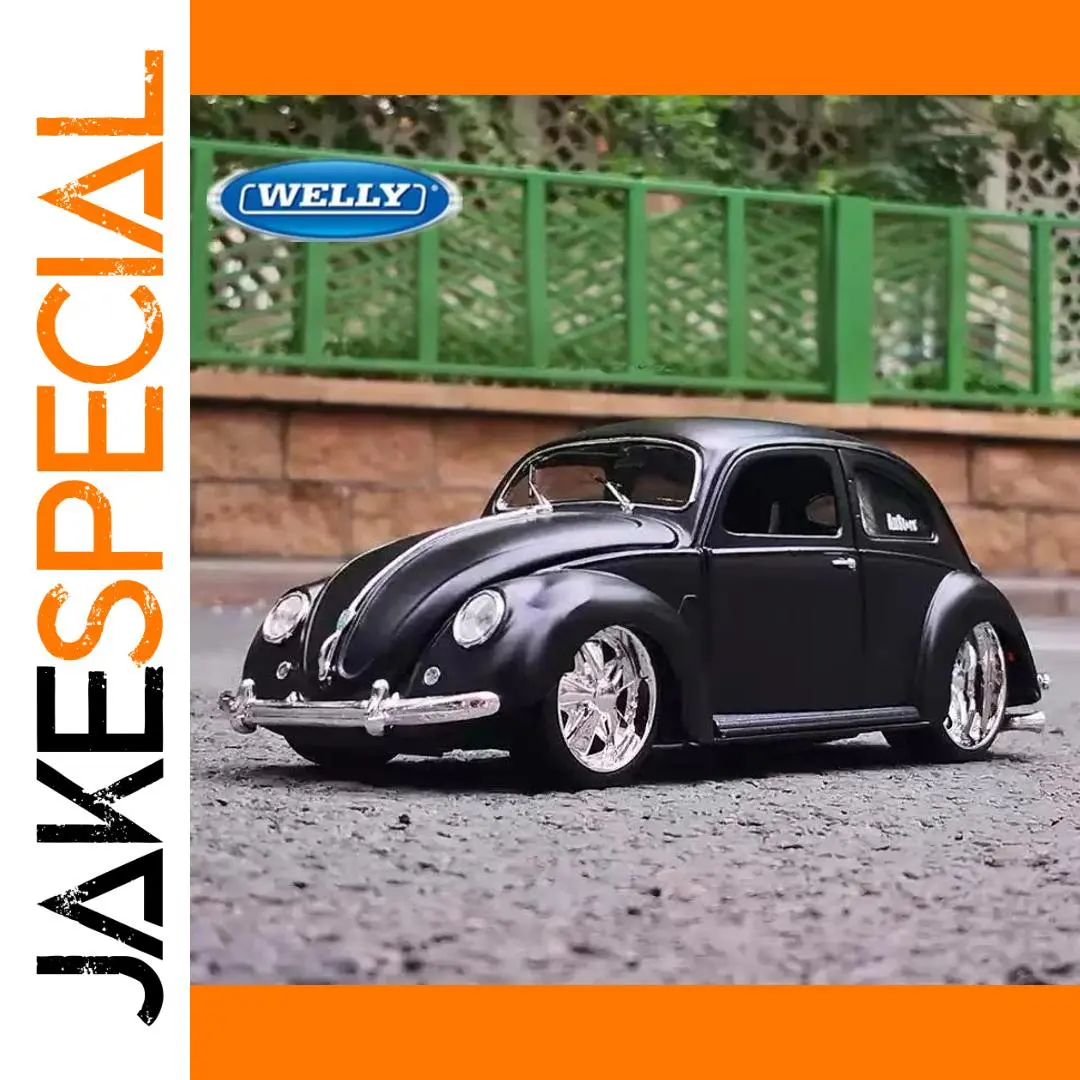 Vintage Black Volkswagen Beetle Model 1:24 Scale 1 Vintage Black Volkswagen Beetle Model 1:24 Scale