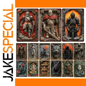 European Medieval Knight Wall Plaque - Vintage Aluminum Decor