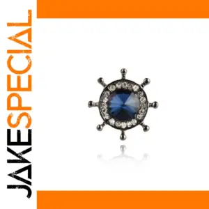 Rudder Collar Pin Brooch with Blue Gemstone