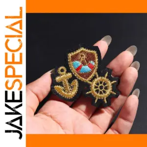 Gold Boat Anchor Rudder Embroidered Patch