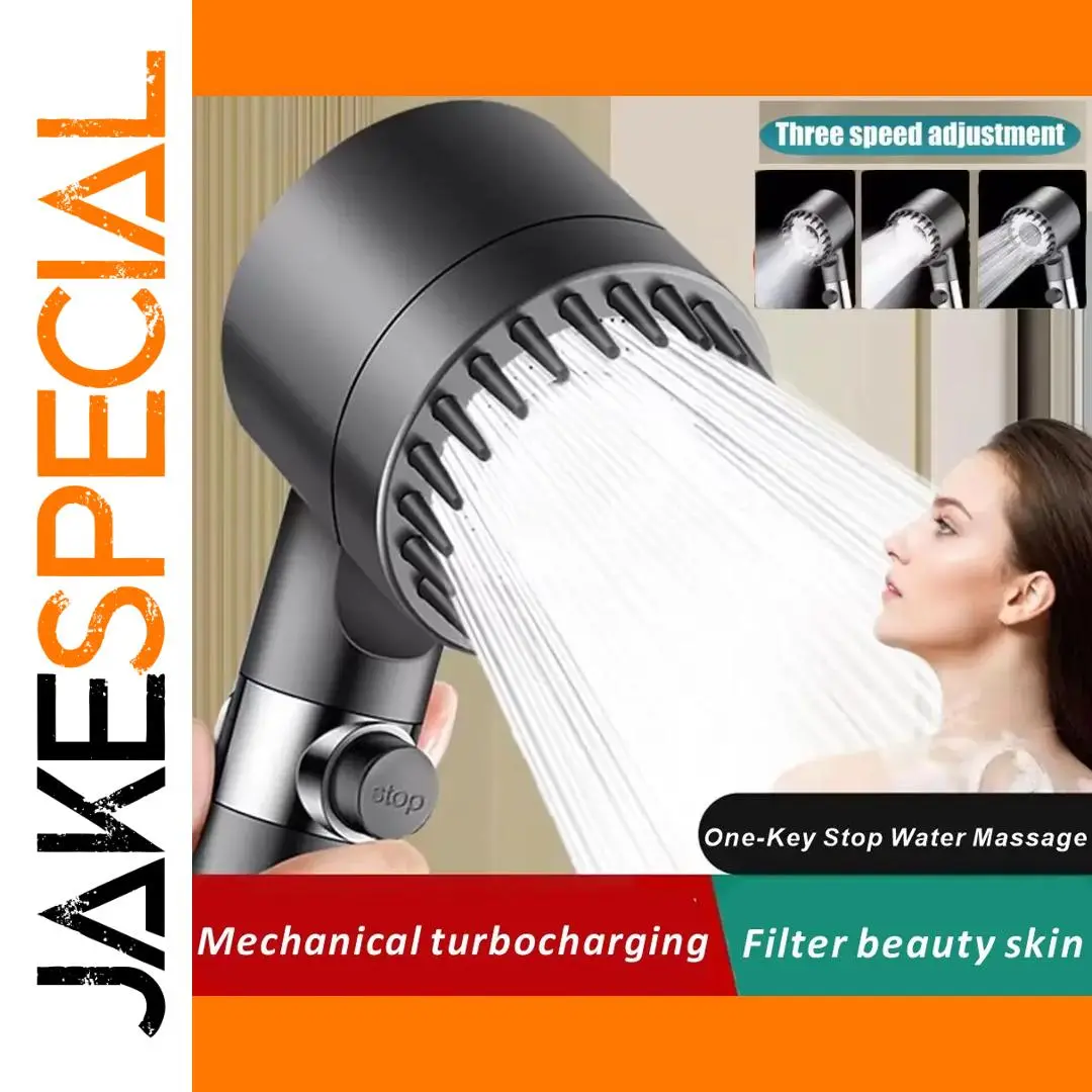 High-Pressure Black Shower Head with 3 Modes 1 High-Pressure Black Shower Head with 3 Modes