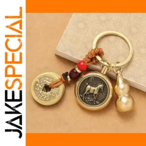 Vintage Brass Keychain with Animal Charms