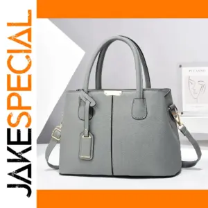 Grey Structured Polyester Handbag for Women