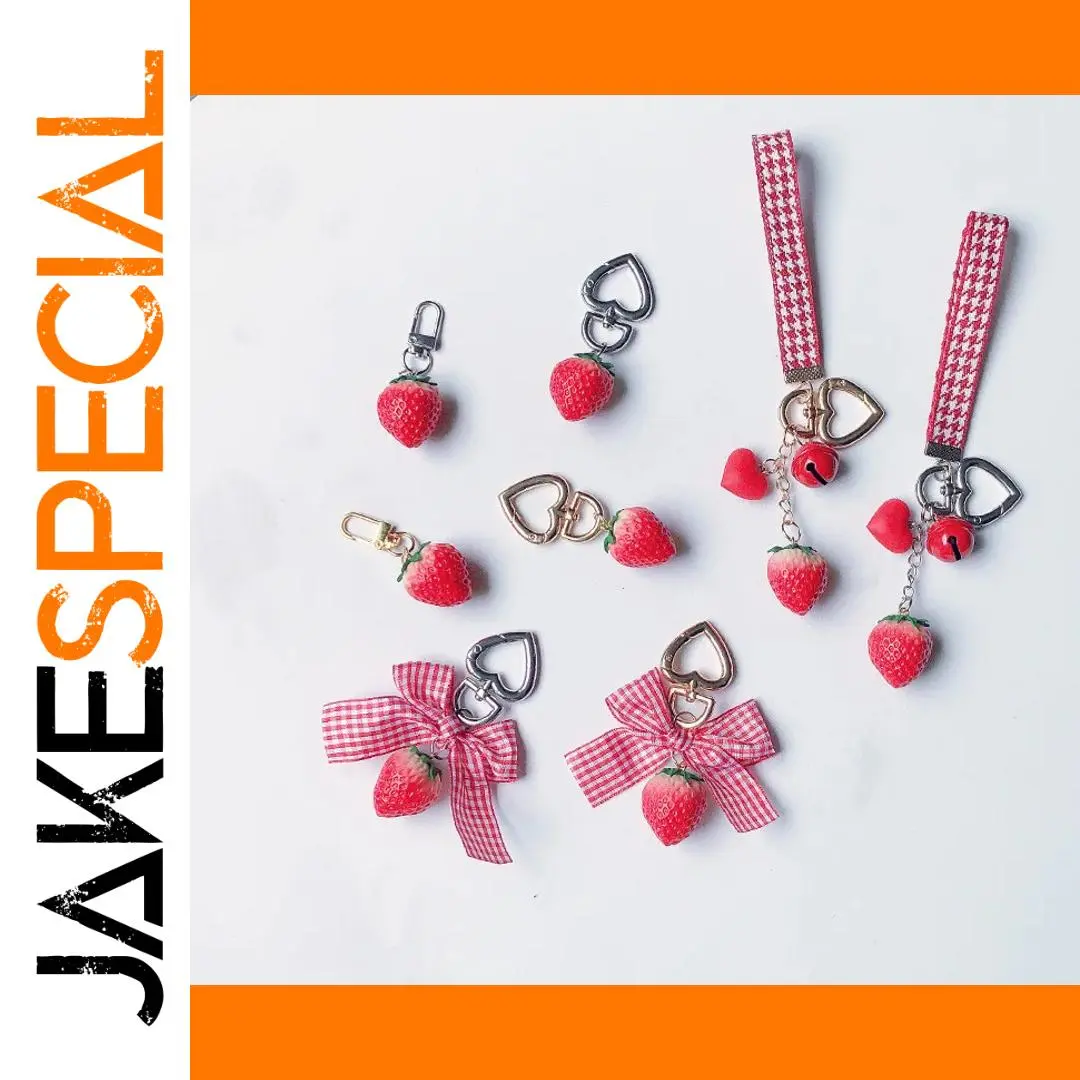 Playful Strawberry Heart Keychain for Women 1 Playful Strawberry Heart Keychain for Women