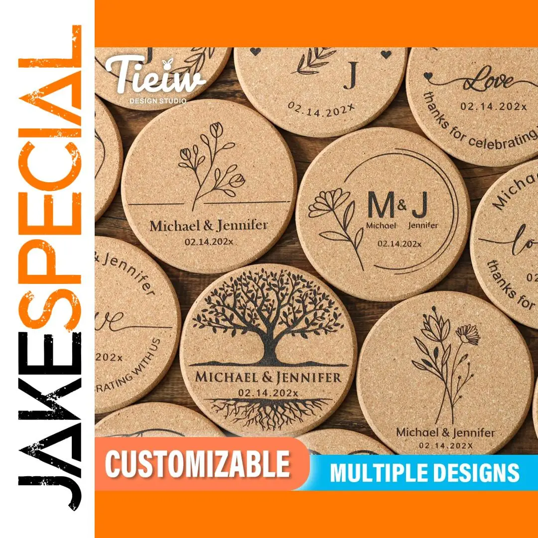 Personalized Eco Cork Coasters Set of 30 1 Personalized Eco Cork Coasters Set of 30