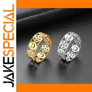 Playful Unisex Stainless Steel Ring with Geometric Motifs