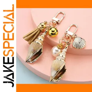 Pearl Conch Keychain for Bags Gold & Silver