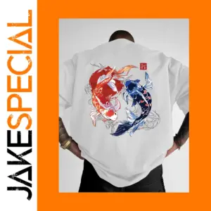 Men's Koi Pattern Casual T-Shirt with Graphic