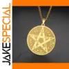 Gold-Tone Seal of Solomon Necklace for Men and Women