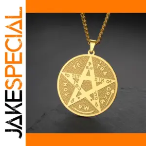 Gold-Tone Seal of Solomon Necklace for Men and Women