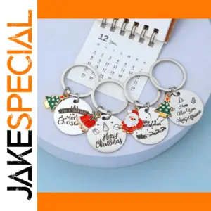 Vintage Santa Bell Keychain in Vibrant Colors