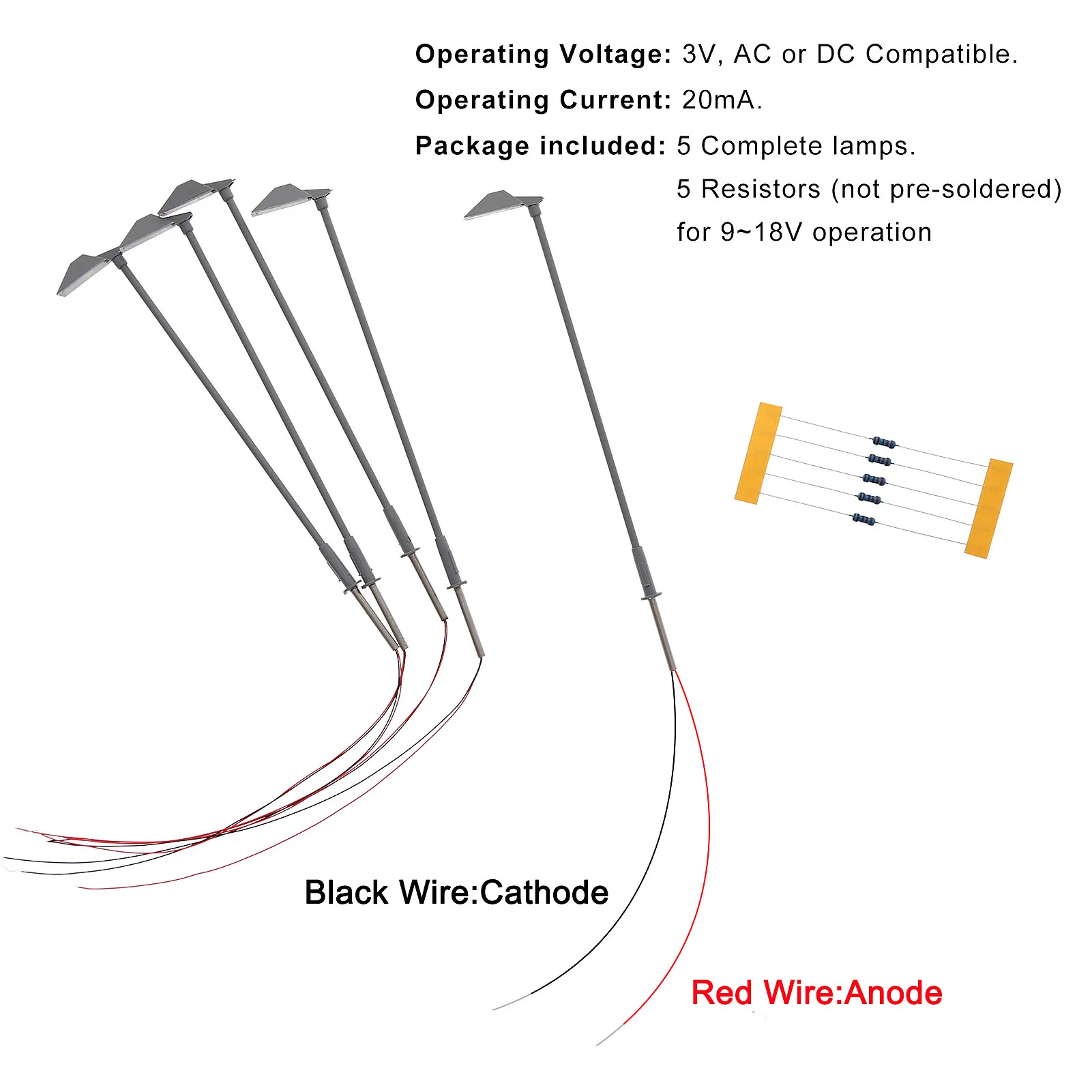 HO Scale Metal Street Lamps Set with LED Lighting 4 HO Scale Metal Street Lamps Set with LED Lighting - Image 4