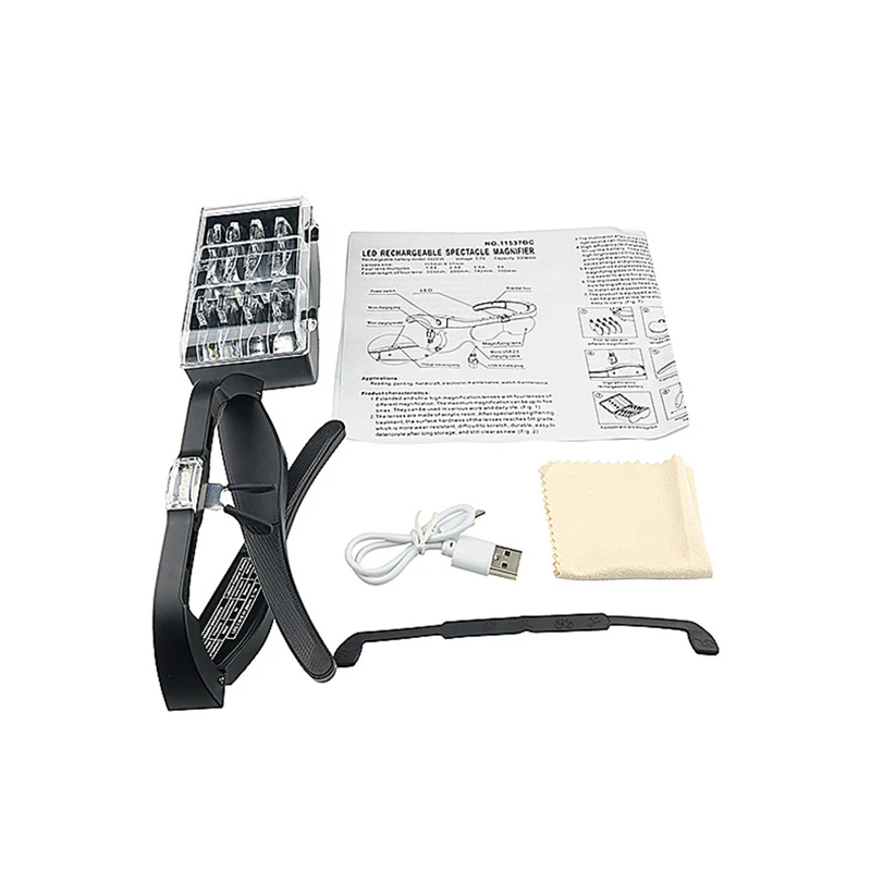 Black USB Rechargeable Magnifying Glasses with LED Lights 6 Black USB Rechargeable Magnifying Glasses with LED Lights - Image 6
