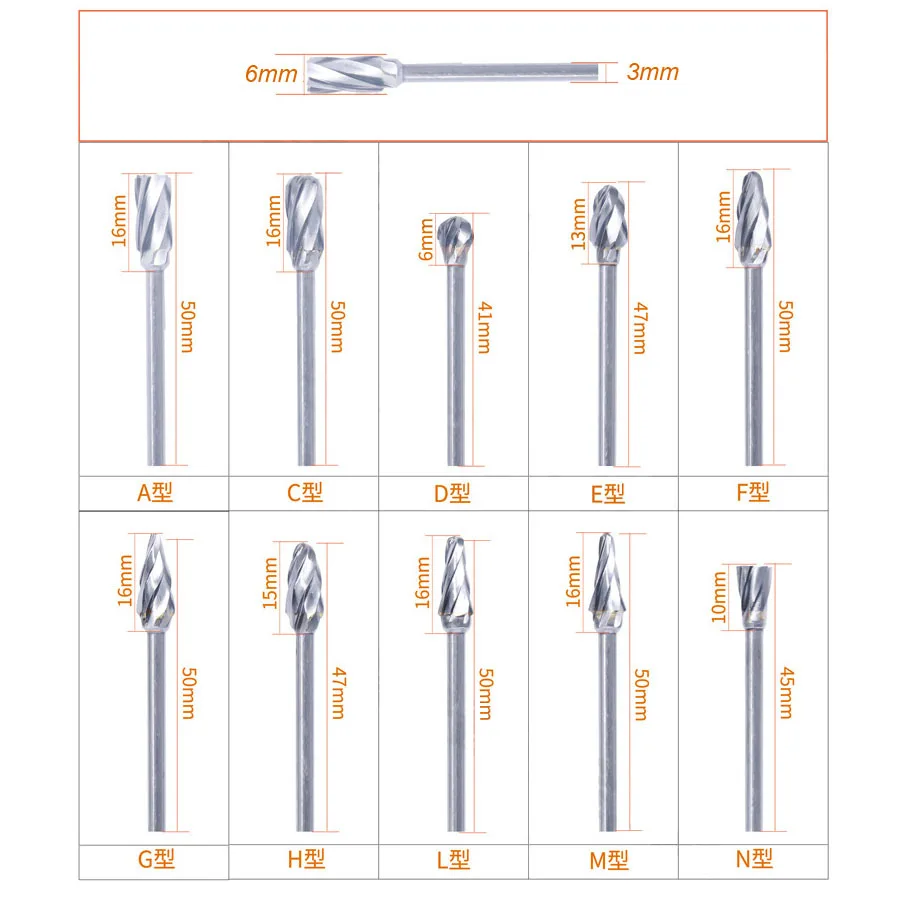 10-Piece Tungsten Carbide Rotary Burr Set 4 10-Piece Tungsten Carbide Rotary Burr Set - Image 4