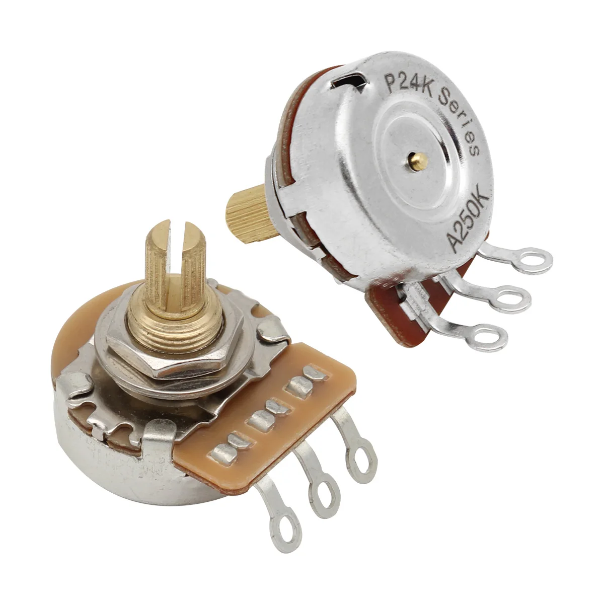 Guitar Potentiometer Set 250kΩ/500kΩ with Knurled Shaft 7 Guitar Potentiometer Set 250kΩ/500kΩ with Knurled Shaft - Image 7