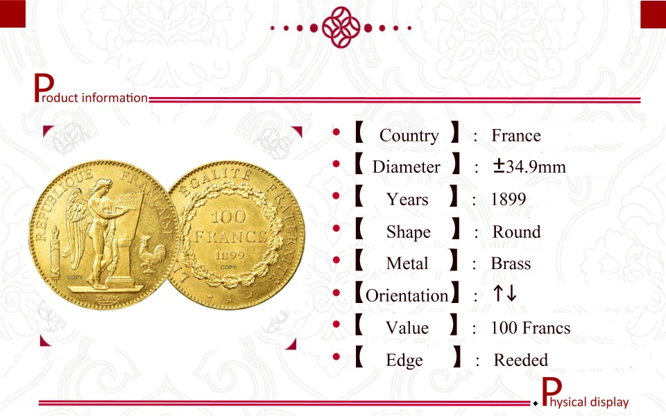 Vintage France 1899 100 Francs Replica 3 Vintage France 1899 100 Francs Replica - Image 3