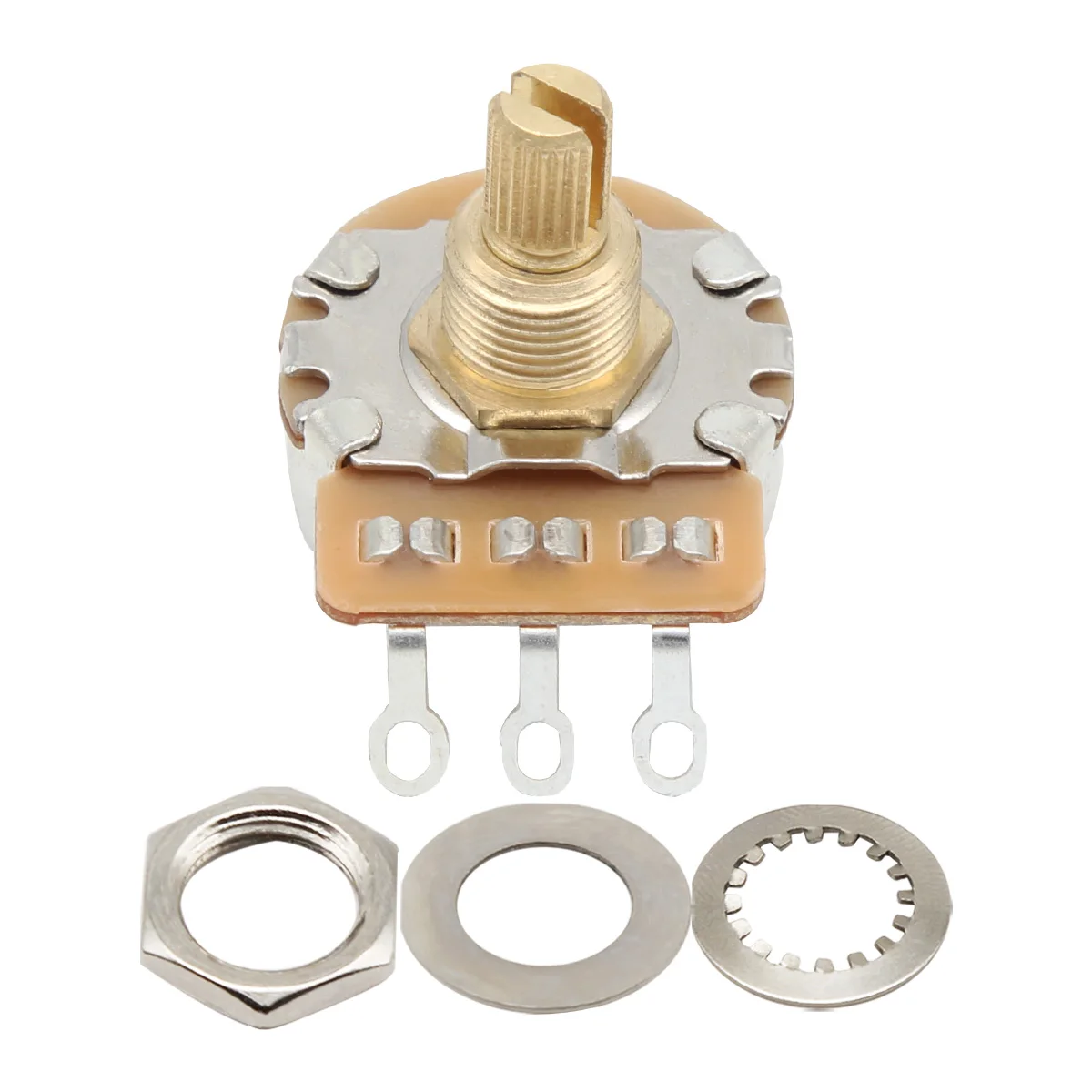 Guitar Potentiometer Set 250kΩ/500kΩ with Knurled Shaft 2 Guitar Potentiometer Set 250kΩ/500kΩ with Knurled Shaft - Image 2