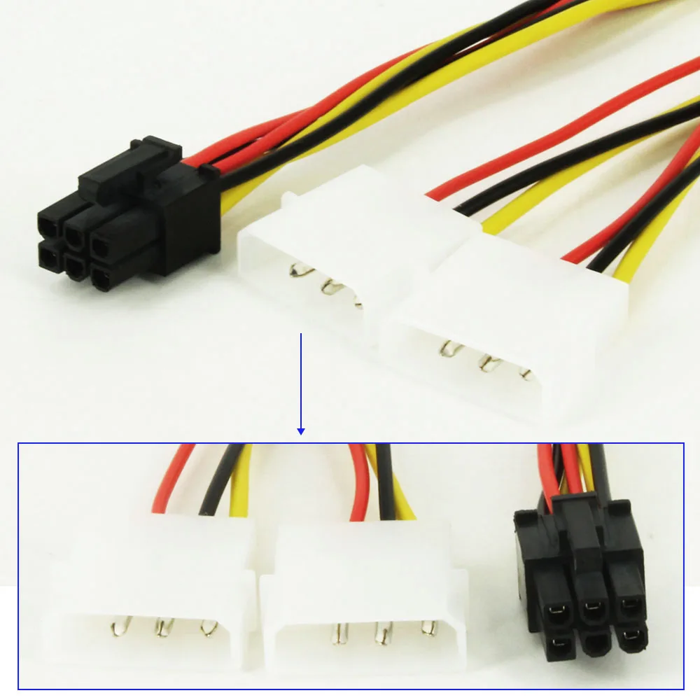 Dual 4Pin IDE to 6Pin Power Extension Cable 17cm 5 Dual 4Pin IDE to 6Pin Power Extension Cable 17cm - Image 5