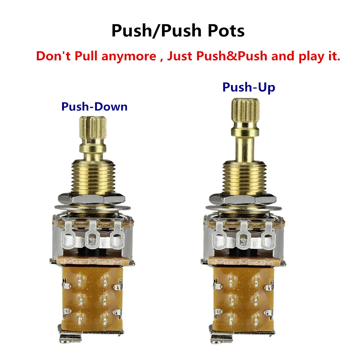Long Shaft Guitar Push Push Potentiometer 250K Ohm 5 Long Shaft Guitar Push Push Potentiometer 250K Ohm - Image 5