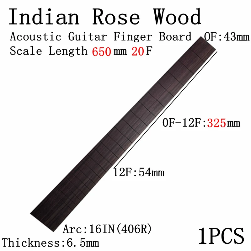 Indian Rosewood Guitar Fingerboard 520mm, 20 Frets 8 Indian Rosewood Guitar Fingerboard 520mm, 20 Frets - Image 8