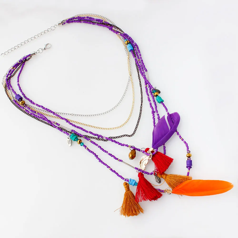 Vibrant Bohemian Necklace with Geometric Pendant 3 Vibrant Bohemian Necklace with Geometric Pendant - Image 3