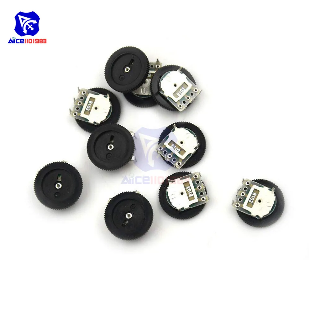 Set of 10 Black 10KΩ Wheel Potentiometers 1 Set of 10 Black 10KΩ Wheel Potentiometers