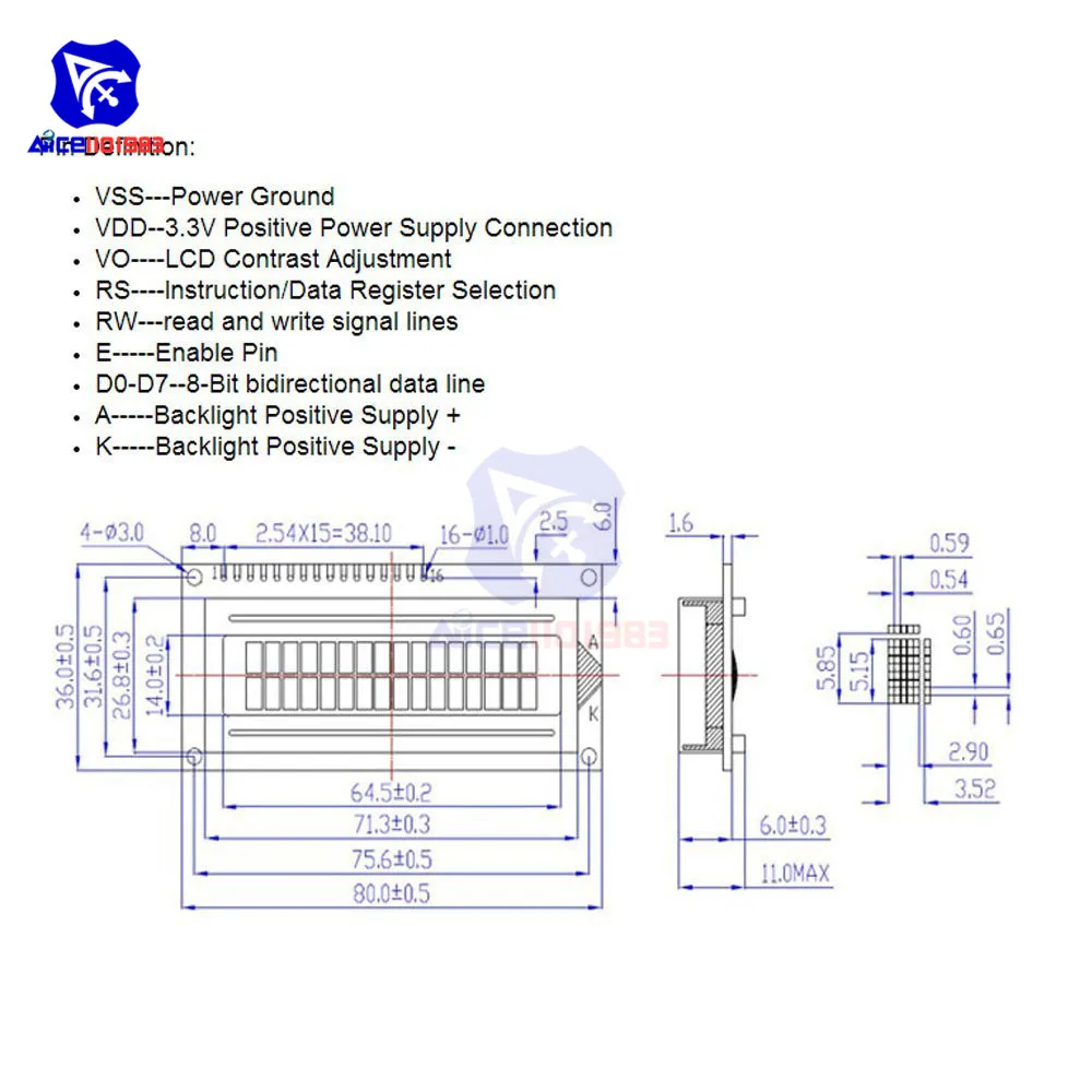 LCD1602 16x2 Character Display Module 6 LCD1602 16x2 Character Display Module - Image 6